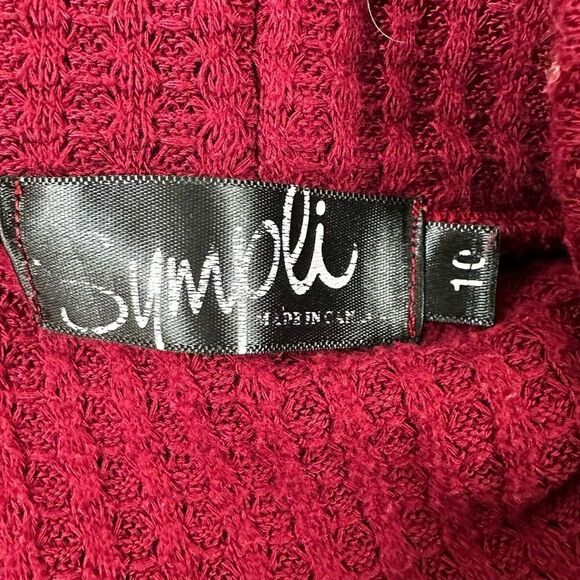 Sympli Womens Size 10 Waffleknit Cowlneck Sweater Burgundy Red Tunic Layered Hem - Picture 6 of 11